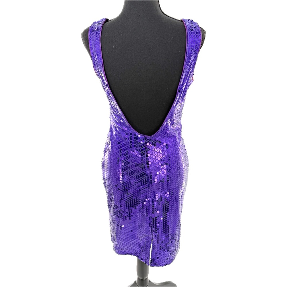 GlenRob Purple Sequined Sheath Dress Bodycon Low-Cut Back Size 7/8 Vintage 90’s - Picture 5 of 17